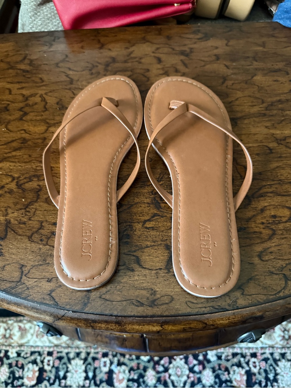 J. Crew Tan Leather Minimalist Thong Sandals